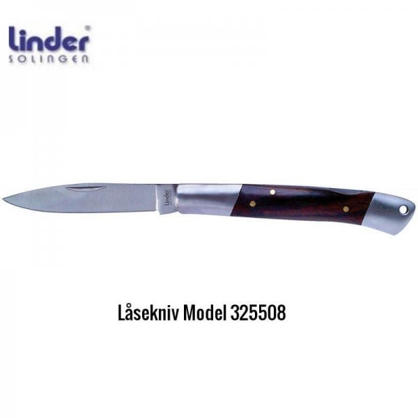 Låsekniv 8 cm m/håndtag i brunt træ fra Linder